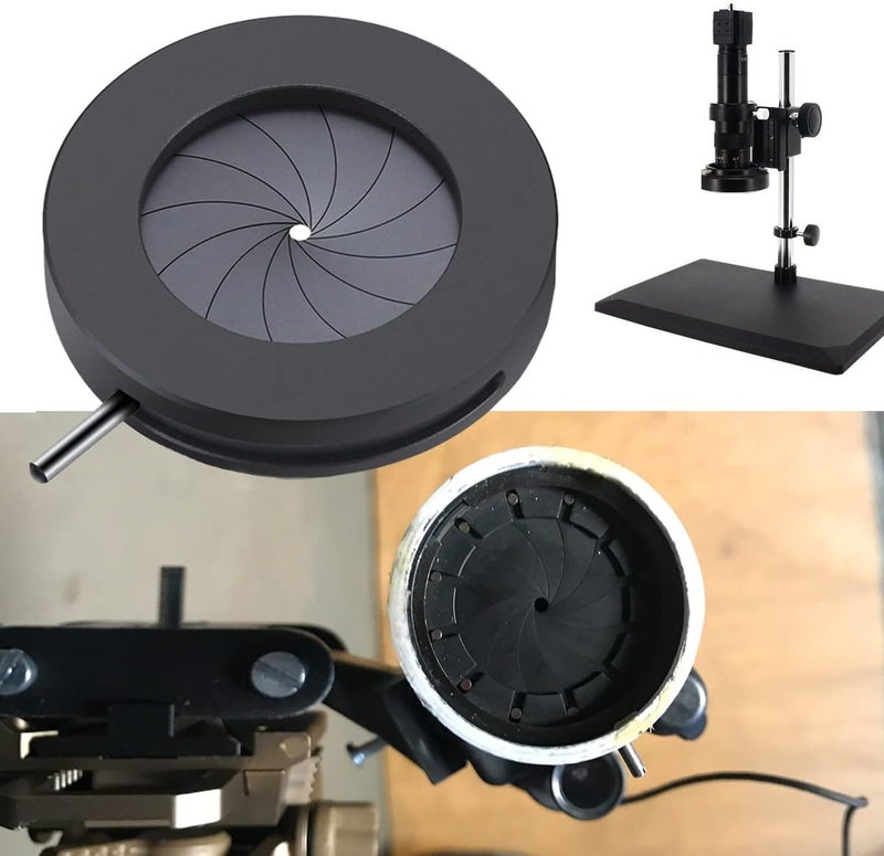 Flylin Microscope Aperture, 1.5-23mm Adjustable Iris Diaphragm Microscope Iris Adapter Lens Optical Diaphragm for Laboratory Microscope - Image 2